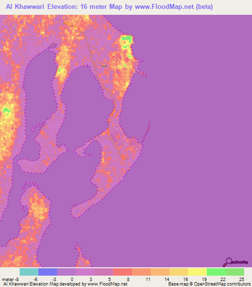 Al Khawwari,Saudi Arabia Elevation Map