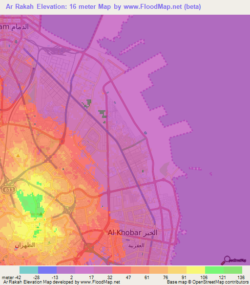 Ar Rakah,Saudi Arabia Elevation Map