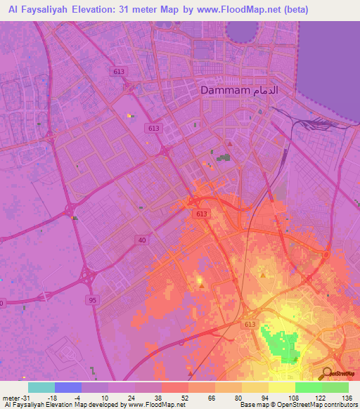 Al Faysaliyah,Saudi Arabia Elevation Map