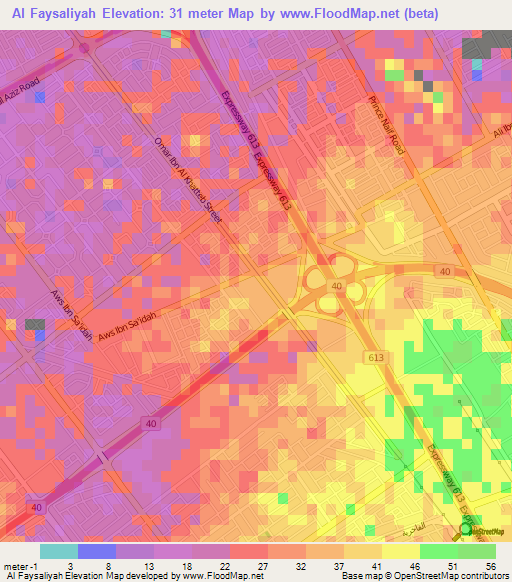 Al Faysaliyah,Saudi Arabia Elevation Map