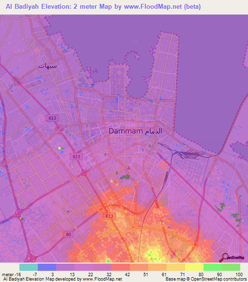 Al Badiyah,Saudi Arabia Elevation Map