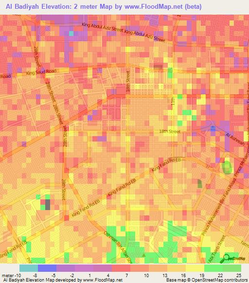 Al Badiyah,Saudi Arabia Elevation Map