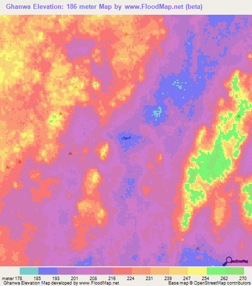 Ghanwa,Saudi Arabia Elevation Map