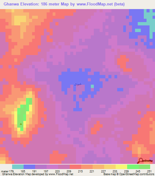 Ghanwa,Saudi Arabia Elevation Map