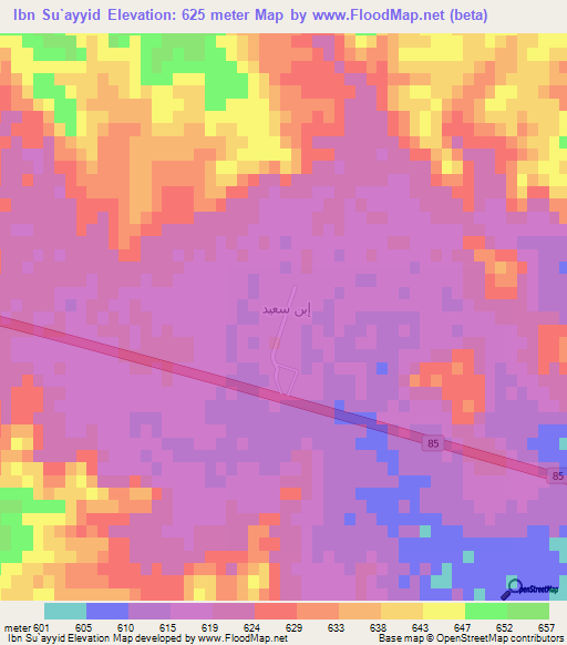 Ibn Su`ayyid,Saudi Arabia Elevation Map