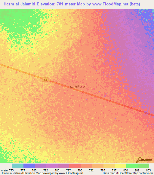 Hazm al Jalamid,Saudi Arabia Elevation Map