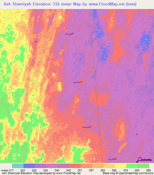 Ash Shamiyah,Saudi Arabia Elevation Map