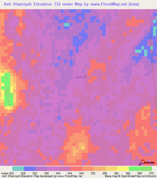 Ash Shamiyah,Saudi Arabia Elevation Map