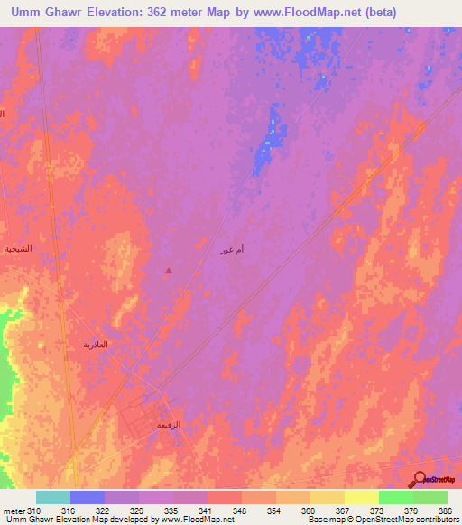 Umm Ghawr,Saudi Arabia Elevation Map