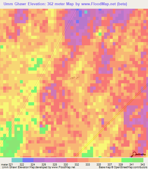 Umm Ghawr,Saudi Arabia Elevation Map