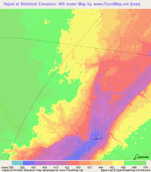 Hajrat al Khinbish,Saudi Arabia Elevation Map