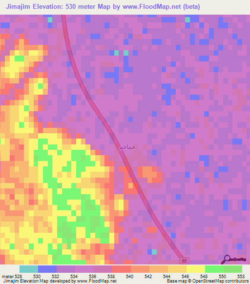 Jimajim,Saudi Arabia Elevation Map