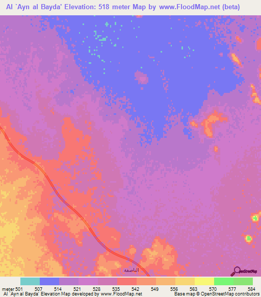 Al `Ayn al Bayda',Saudi Arabia Elevation Map