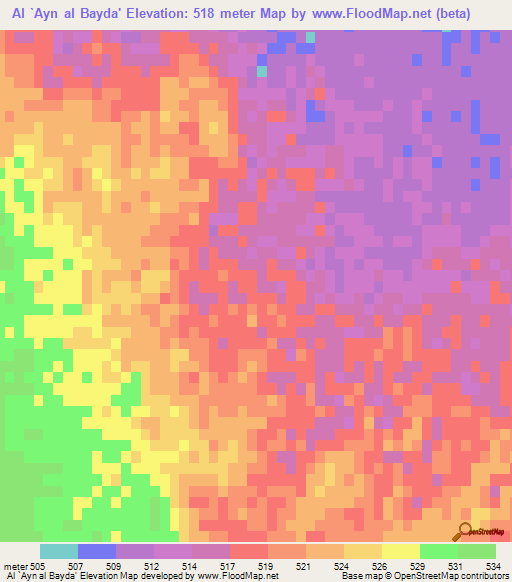 Al `Ayn al Bayda',Saudi Arabia Elevation Map