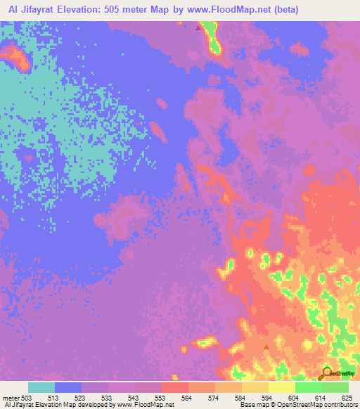 Al Jifayrat,Saudi Arabia Elevation Map