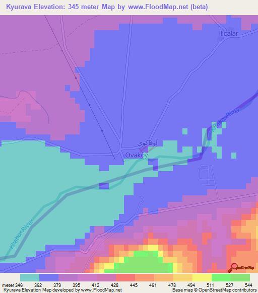 Kyurava,Turkey Elevation Map