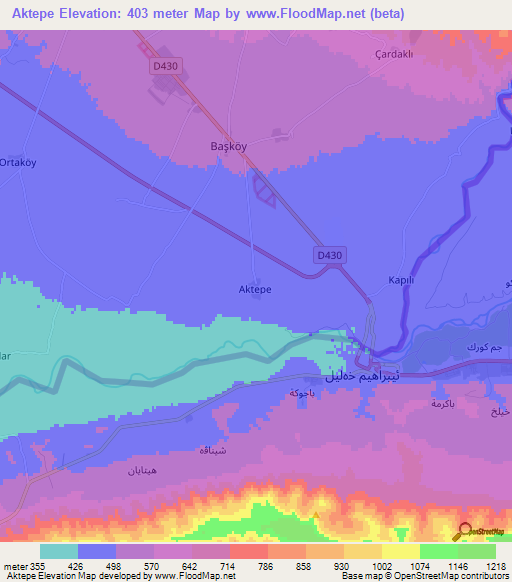 Aktepe,Turkey Elevation Map