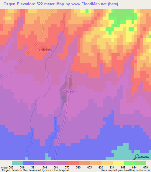 Ozgen,Turkey Elevation Map