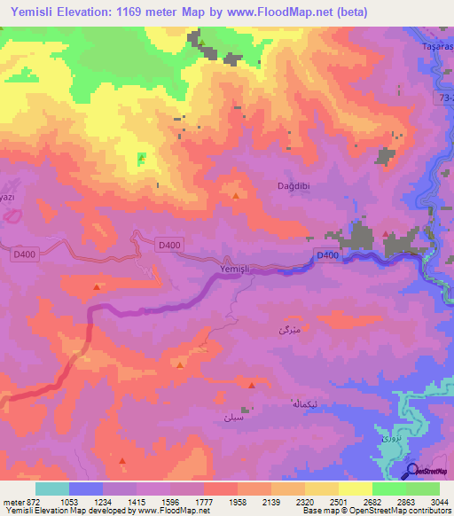 Yemisli,Turkey Elevation Map