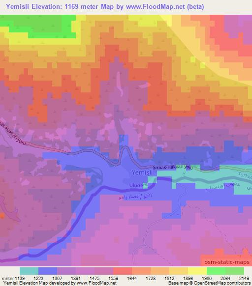 Yemisli,Turkey Elevation Map