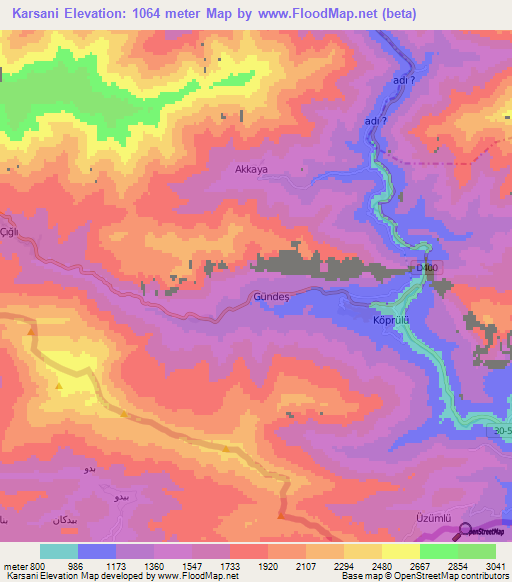 Karsani,Turkey Elevation Map