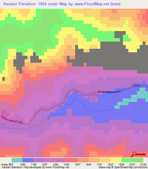 Karsani,Turkey Elevation Map