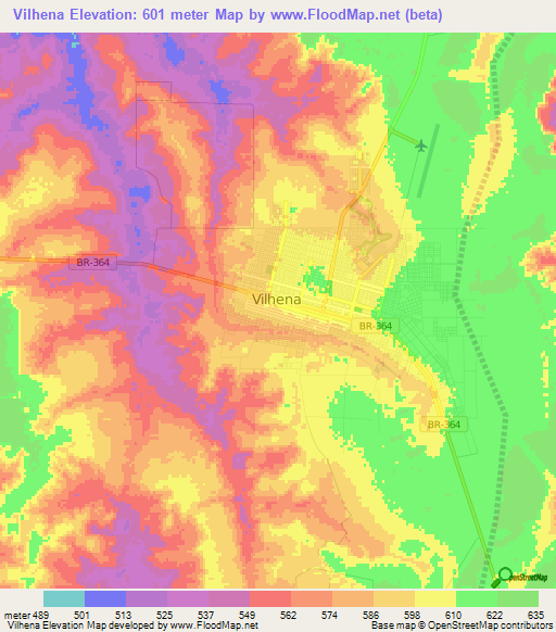 Vilhena,Brazil Elevation Map