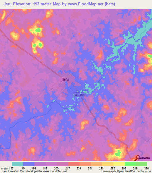 Jaru,Brazil Elevation Map