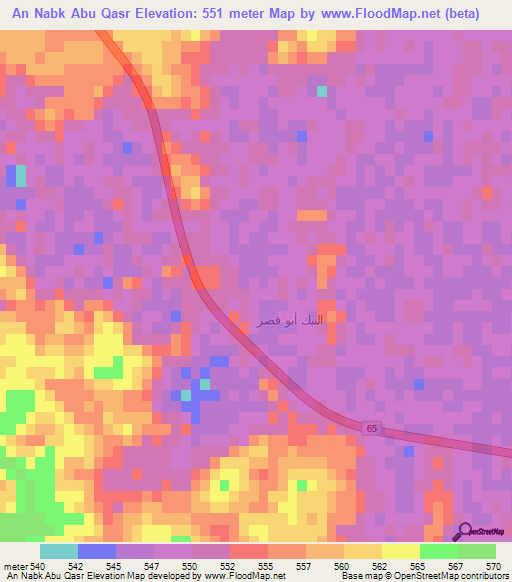 An Nabk Abu Qasr,Saudi Arabia Elevation Map