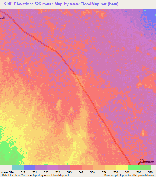 Sidi`,Saudi Arabia Elevation Map