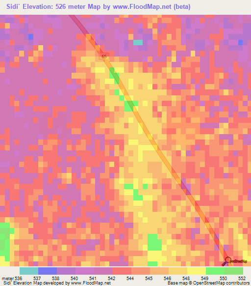 Sidi`,Saudi Arabia Elevation Map