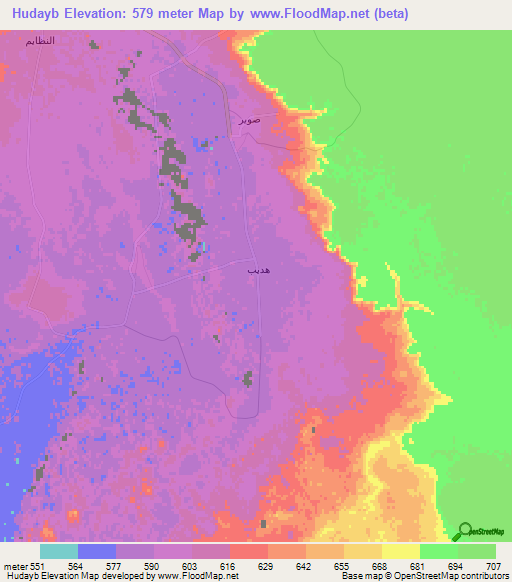 Hudayb,Saudi Arabia Elevation Map