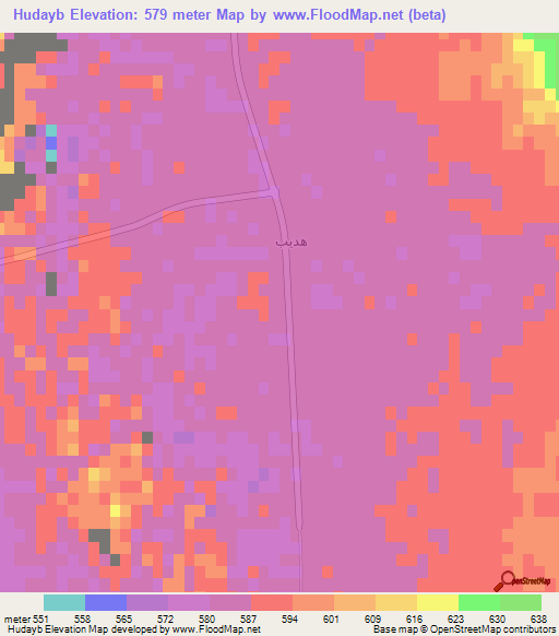 Hudayb,Saudi Arabia Elevation Map