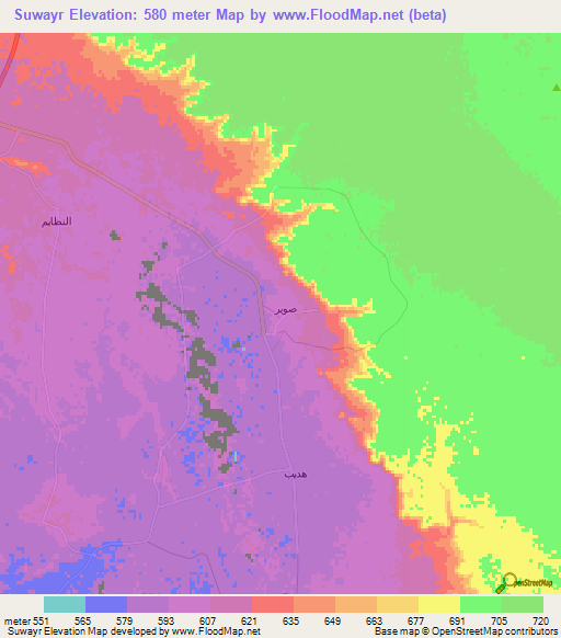 Suwayr,Saudi Arabia Elevation Map