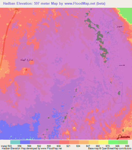 Hadban,Saudi Arabia Elevation Map