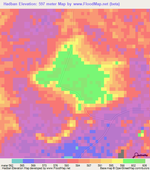 Hadban,Saudi Arabia Elevation Map