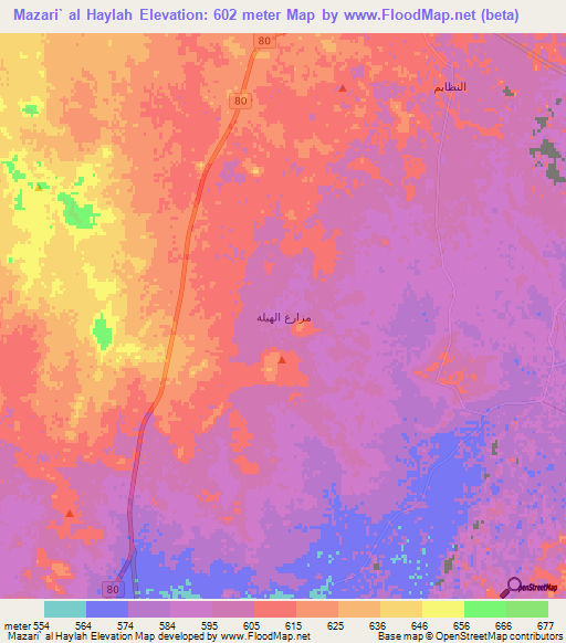 Mazari` al Haylah,Saudi Arabia Elevation Map