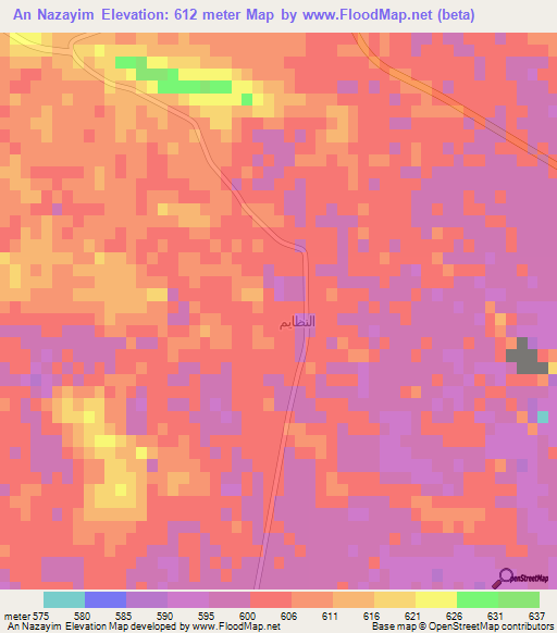 An Nazayim,Saudi Arabia Elevation Map