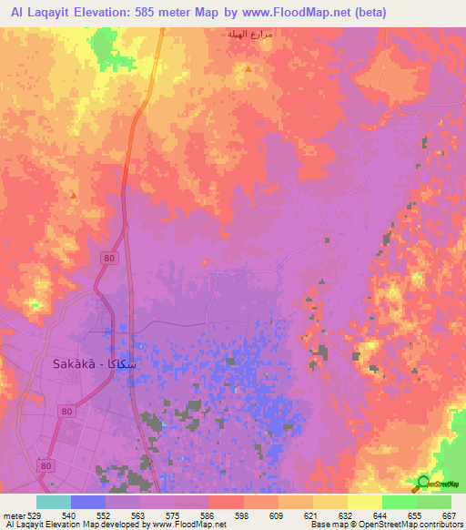 Al Laqayit,Saudi Arabia Elevation Map