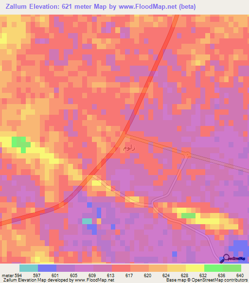 Zallum,Saudi Arabia Elevation Map