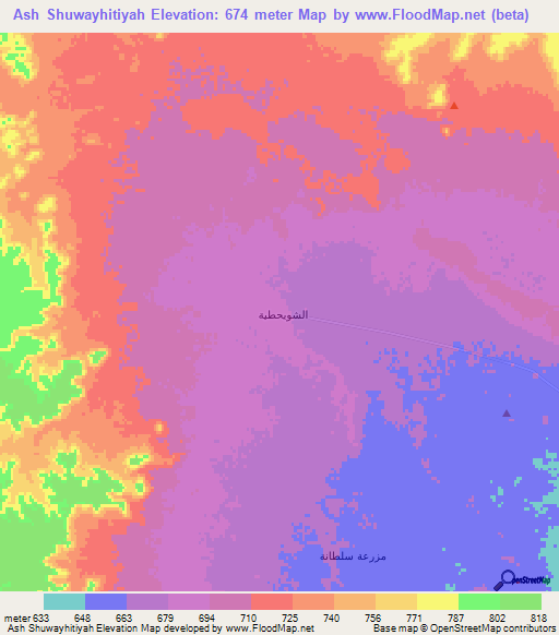 Ash Shuwayhitiyah,Saudi Arabia Elevation Map