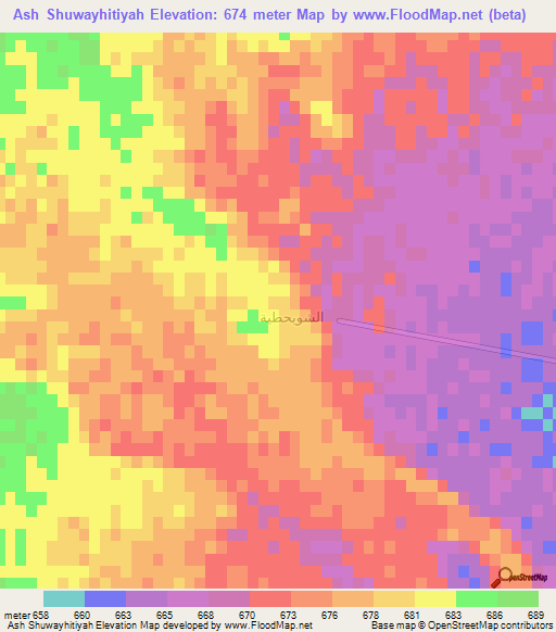 Ash Shuwayhitiyah,Saudi Arabia Elevation Map