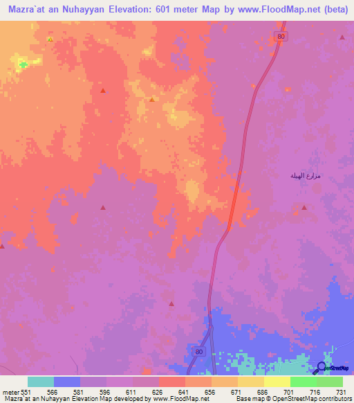 Mazra`at an Nuhayyan,Saudi Arabia Elevation Map