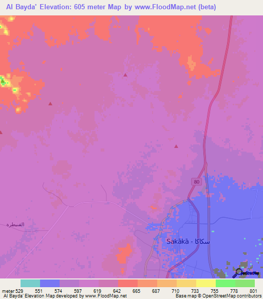 Al Bayda',Saudi Arabia Elevation Map