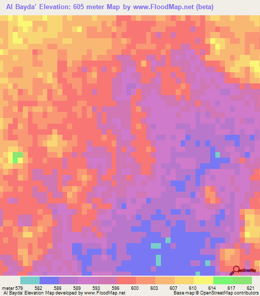 Al Bayda',Saudi Arabia Elevation Map