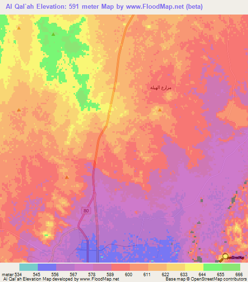 Al Qal`ah,Saudi Arabia Elevation Map