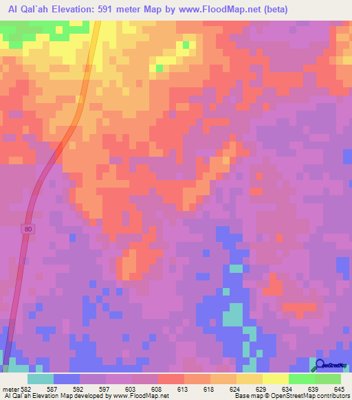 Al Qal`ah,Saudi Arabia Elevation Map