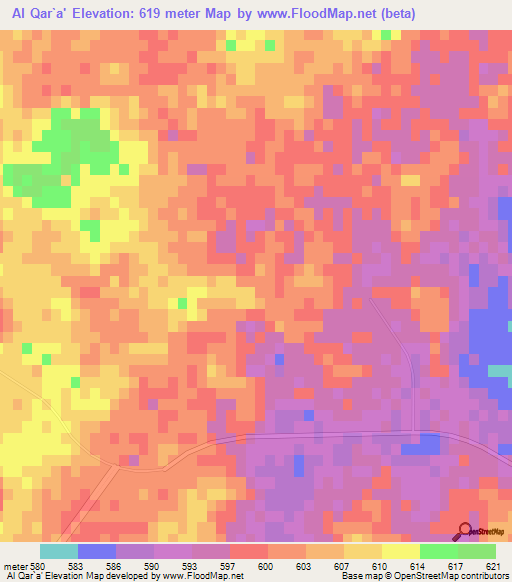 Al Qar`a',Saudi Arabia Elevation Map