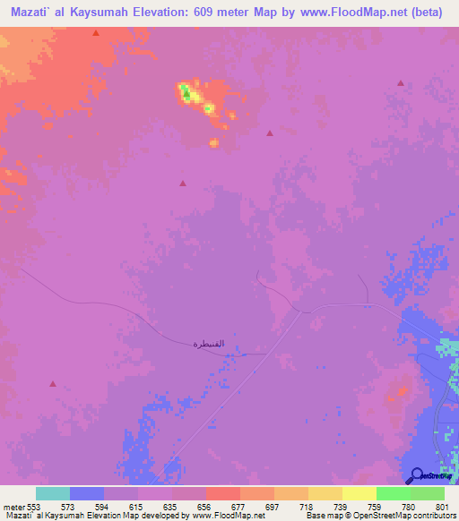 Mazati` al Kaysumah,Saudi Arabia Elevation Map