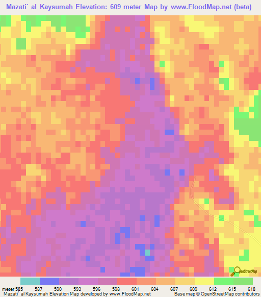 Mazati` al Kaysumah,Saudi Arabia Elevation Map